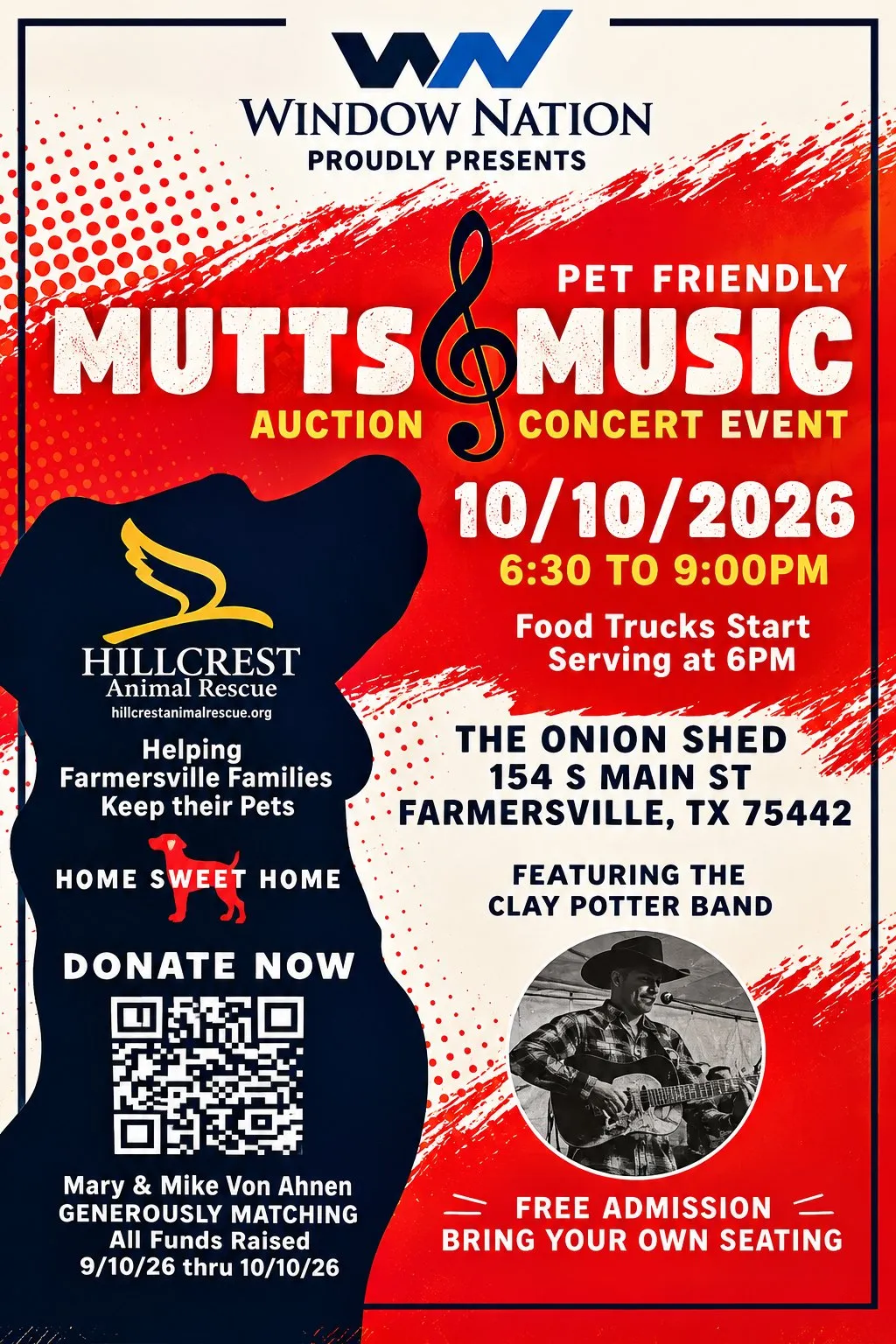 Mutts & Music poster, Saturday, October 10, 2026