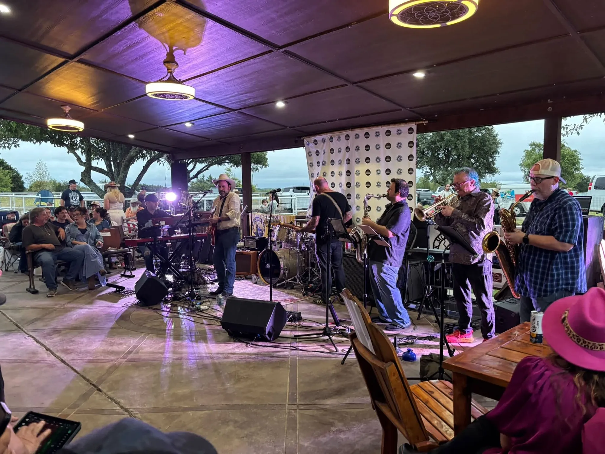 Clay Potter Band joined by a horn section for an evening patio show in North Texas Clay Potter Band joined by a horn section for an evening patio show in North Texas